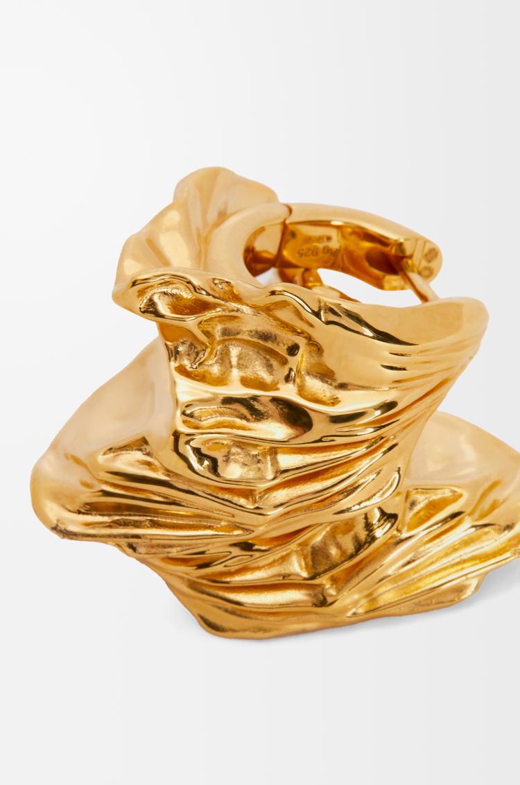 LOEWE Pendientes de aro Pleated Fan en plata de ley Dorado