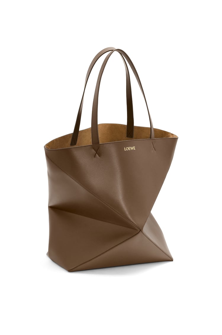 LOEWE XL Puzzle Fold Tote in shiny calfskin Umber