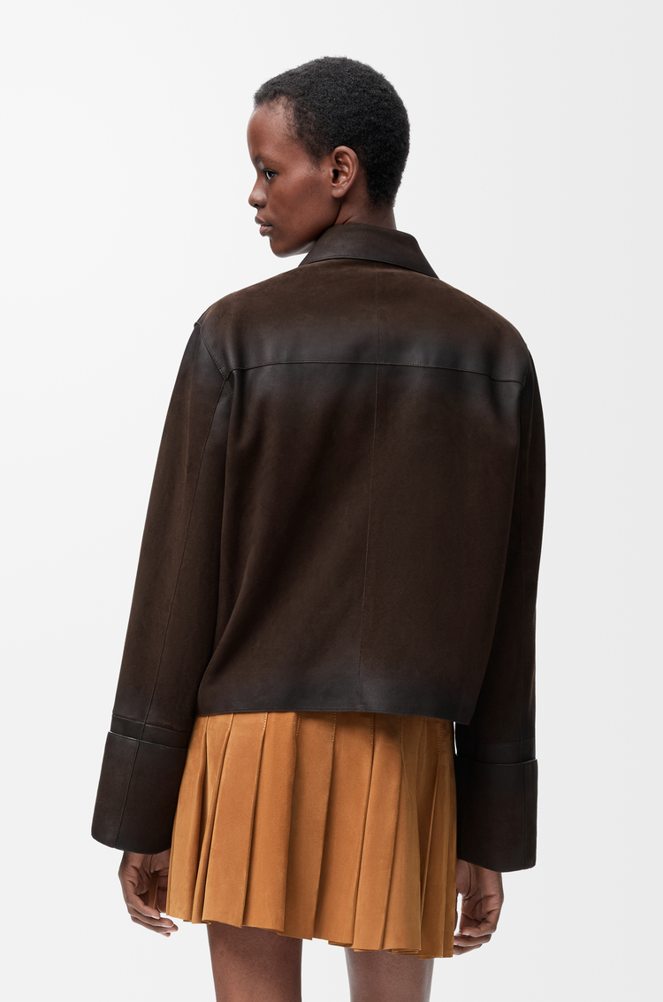 LOEWE 턴업 재킷 - 스웨이드 램스킨 다크 초콜릿