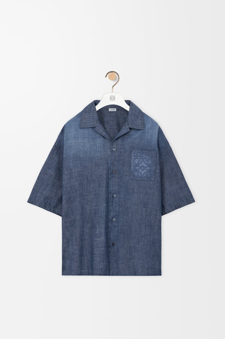 LOEWE Camisa de manga corta en algodón Azul Lavado