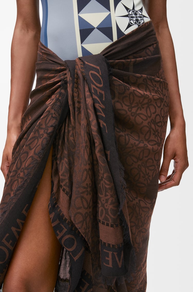 LOEWE Pareo in cotton Black/Brown