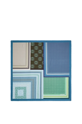 LOEWE 絲質圍巾(140x140公分) 藍色/綠色 plp_rd