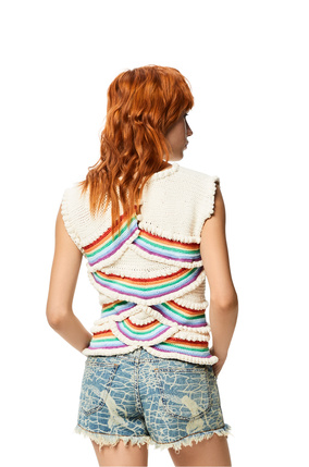 LOEWE Crochet top in cotton White/Multicolor
