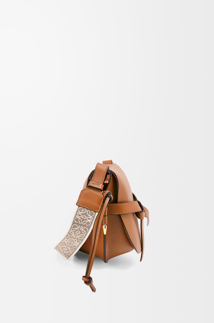 LOEWE Small Gate Dual bag in soft calfskin and jacquard Tan