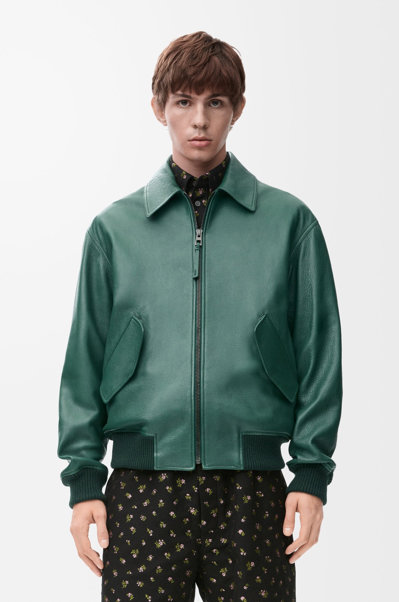 LOEWE Aviator jacket in deerskin Evergreen