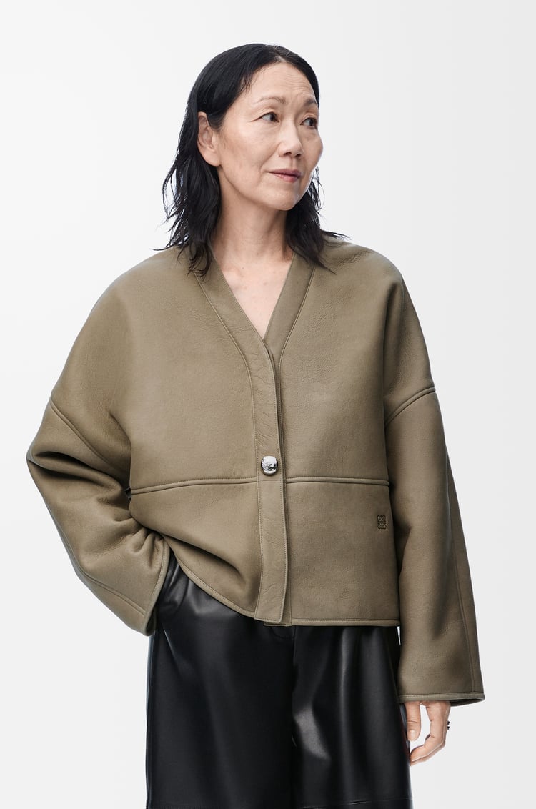 LOEWE Cárdigan en lana de oveja Verde Caqui