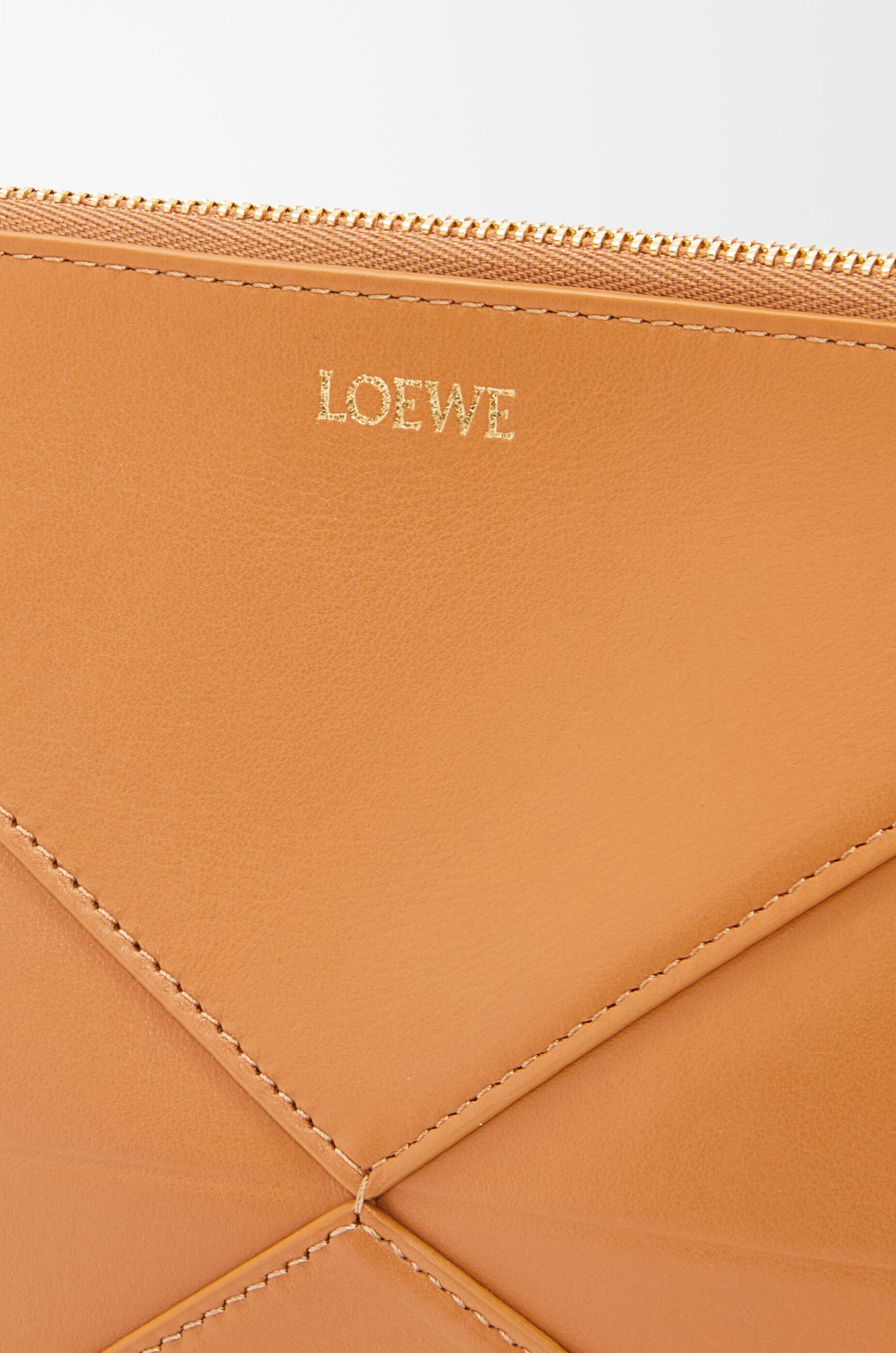 Puzzle Fold pouch in shiny nappa calfskin Beige - LOEWE