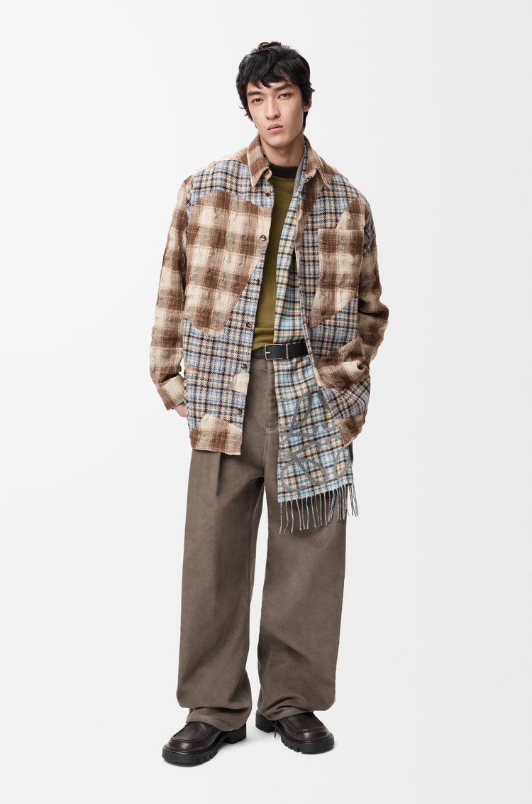 LOEWE Shirt in wool and cotton Brown/Grey
