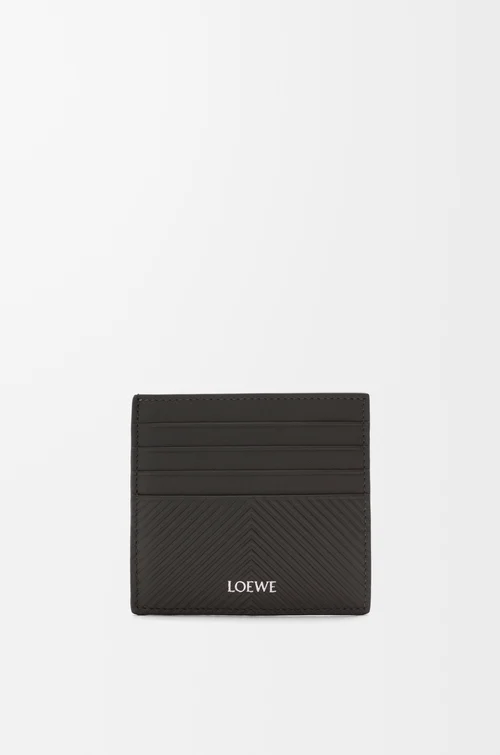 LOEWE Porte-cartes ouvert en cuir de veau classique texturé Gris Foncé