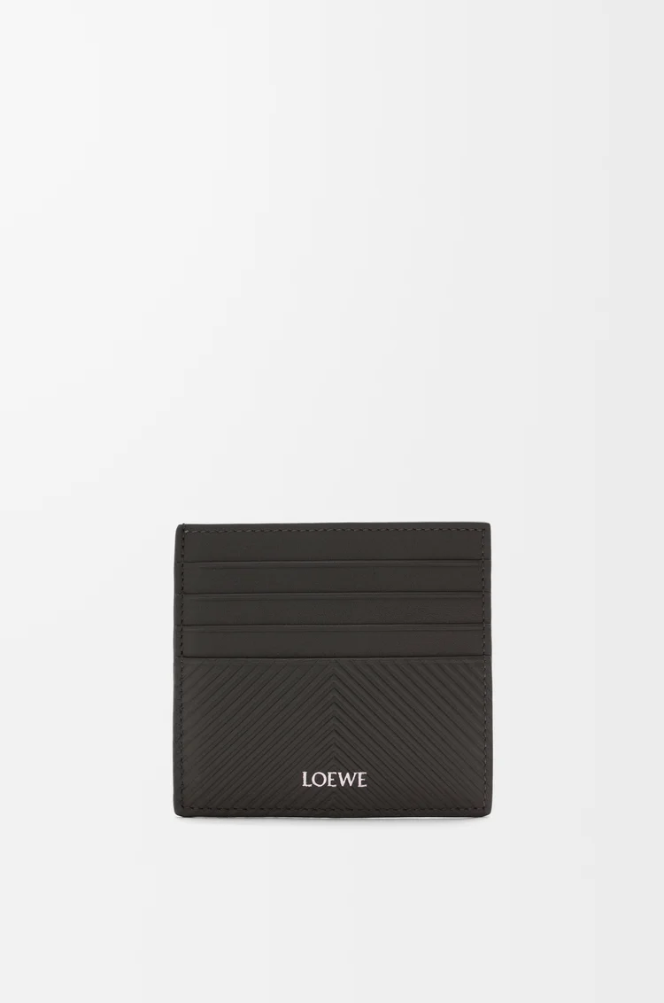 LOEWE Porte-cartes ouvert en cuir de veau classique texturé Gris Foncé