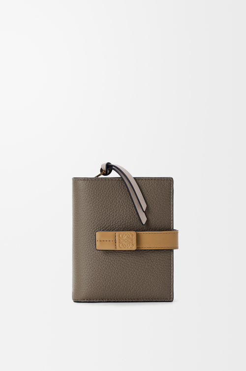 LOEWE Compact zip wallet in soft grained calfskin Taupe/Talc