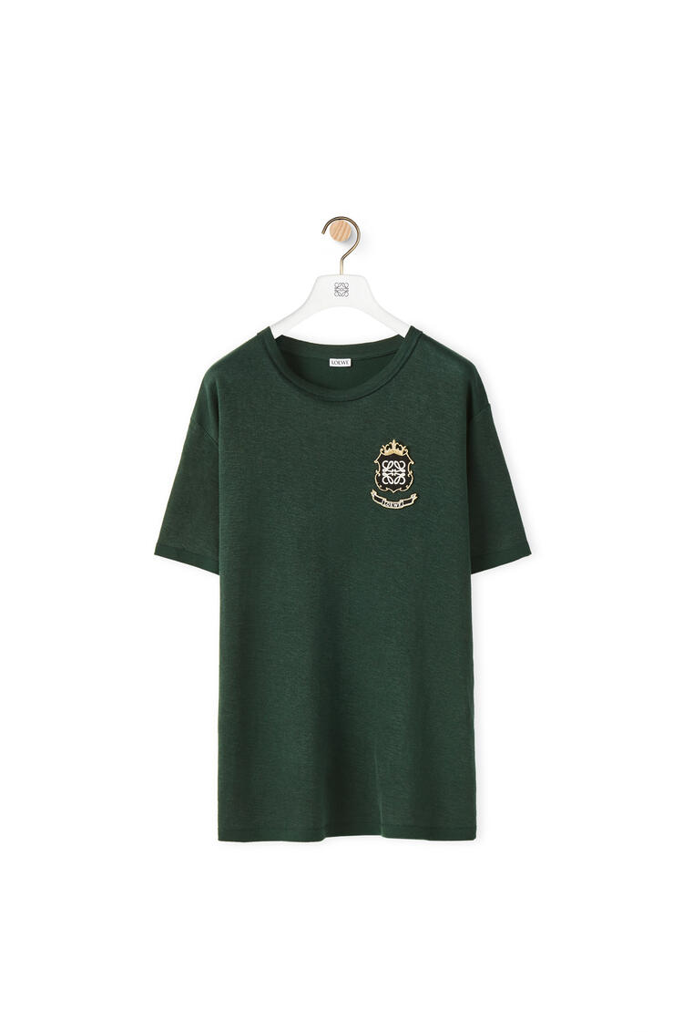 LOEWE Anagram crest T-shirt in hemp and cotton Forest Green pdp_rd