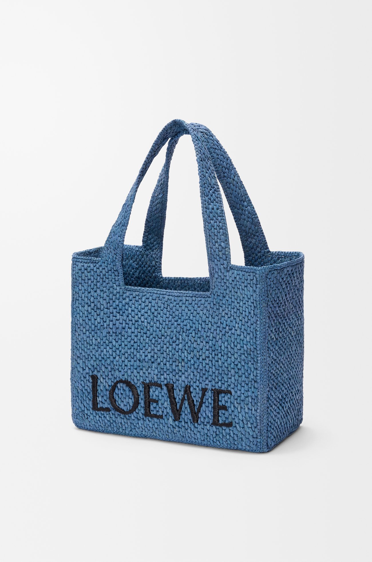 LOEWE Medium LOEWE Font tote in raffia Light Blue