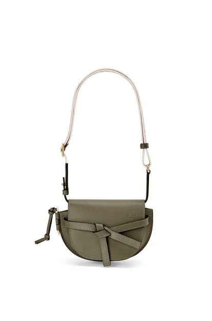 LOEWE Mini Gate Dual bag in soft calfskin and jacquard 秋綠色 plp_rd