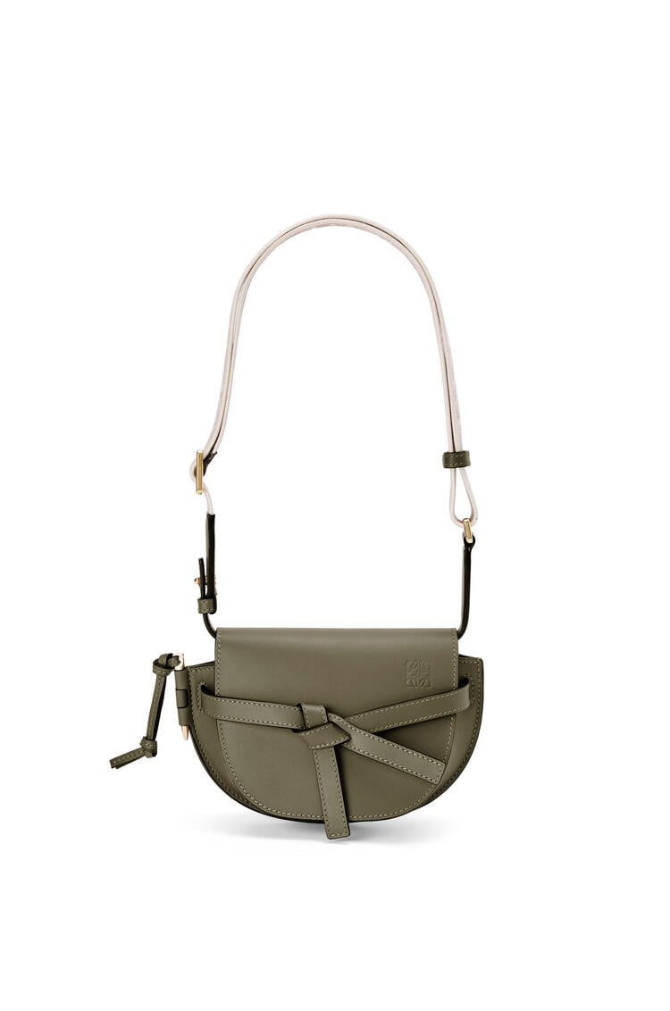 LOEWE Mini Gate Dual bag in soft calfskin and jacquard Autumn Green pdp_rd