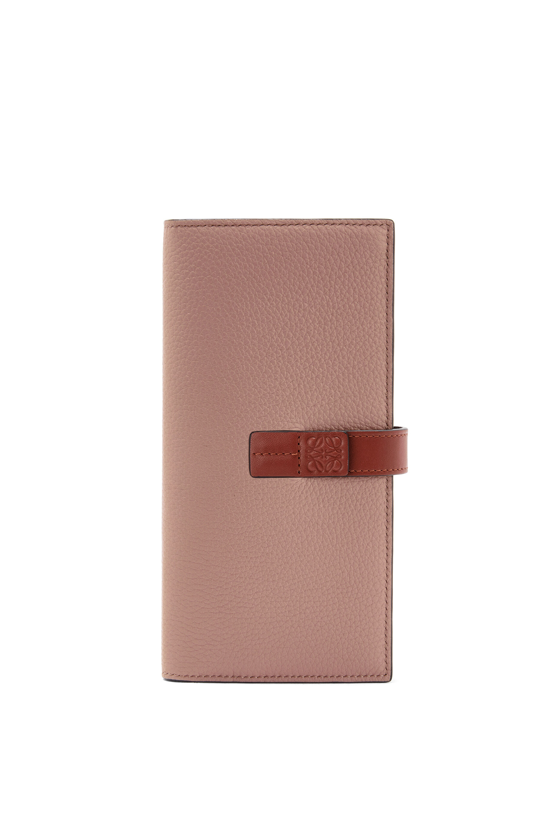 Large vertical wallet in grained calfskin