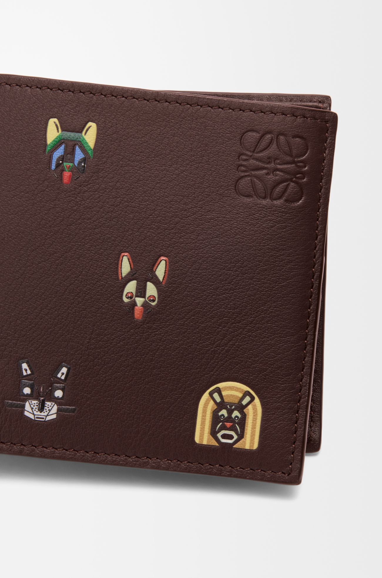 LOEWE Cats Bifold-Brieftasche mit Münzfach aus klassischem Kalbsleder Braun
