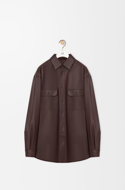 LOEWE Surchemise en cuir d'agneau nappa Marron Chocolat