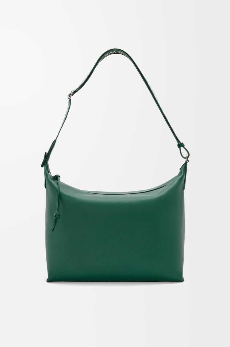 LOEWE Cubi crossbody bag in supple smooth calfskin and jacquard Evergreen