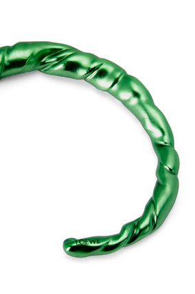 LOEWE 紋銀細納帕皮革扭曲手鐲 深綠色 plp_rd
