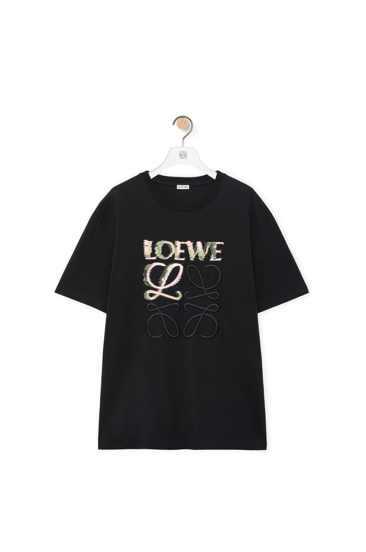 LOEWE Camiseta de corte holgado en algodón Negro/Multicolor