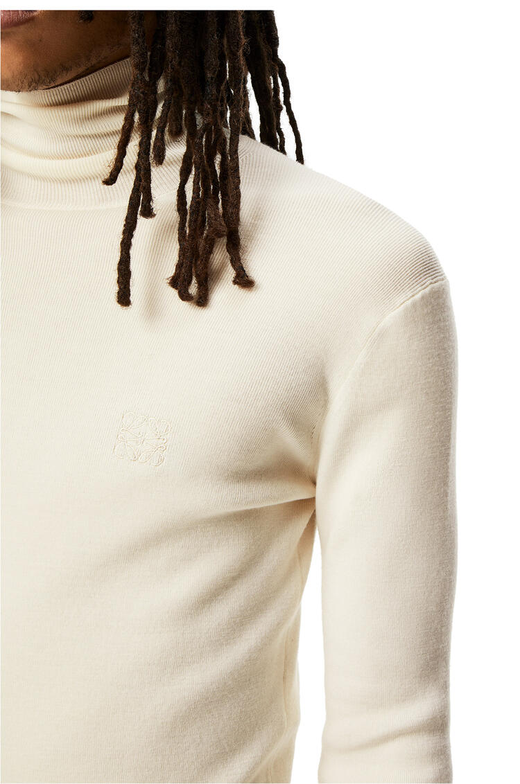 LOEWE Turtleneck fine rib sweater in wool Ecru