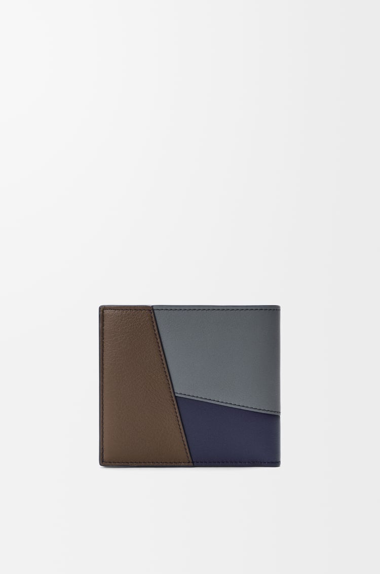 LOEWE 經典小牛皮 Puzzle 雙摺錢包 藍灰色/海軍藍