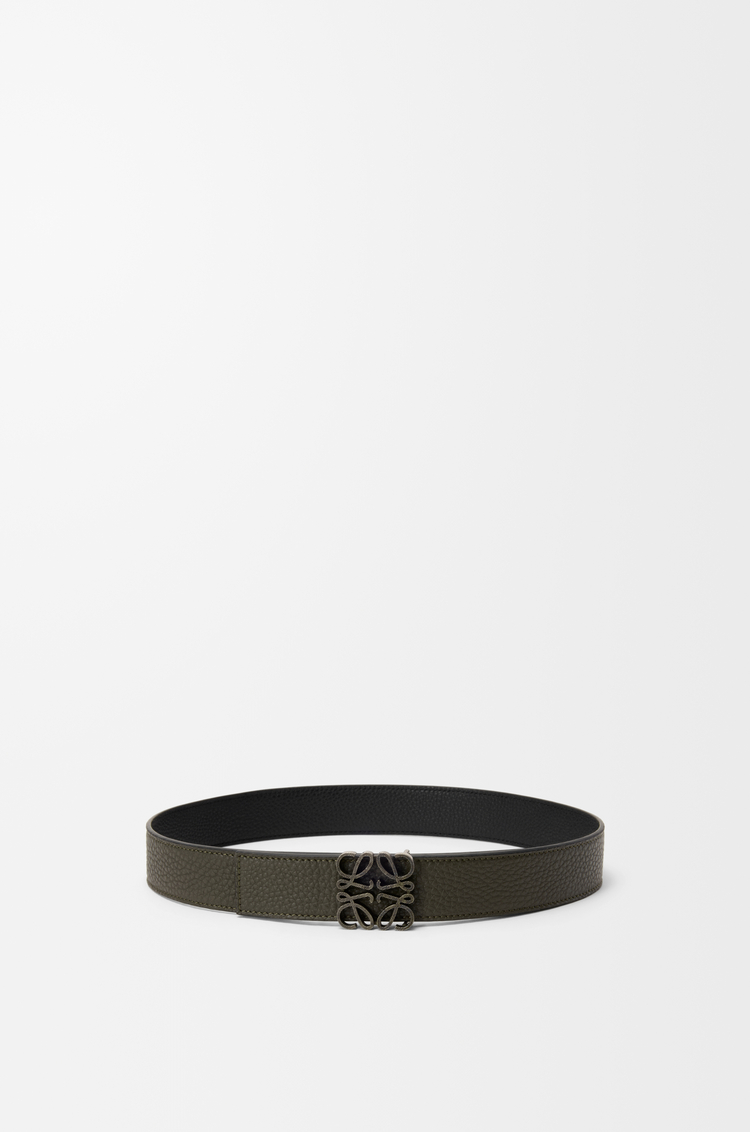 LOEWE Reversible Anagram belt in supple grained calfskin Dark Khaki/Black/Dark Pal