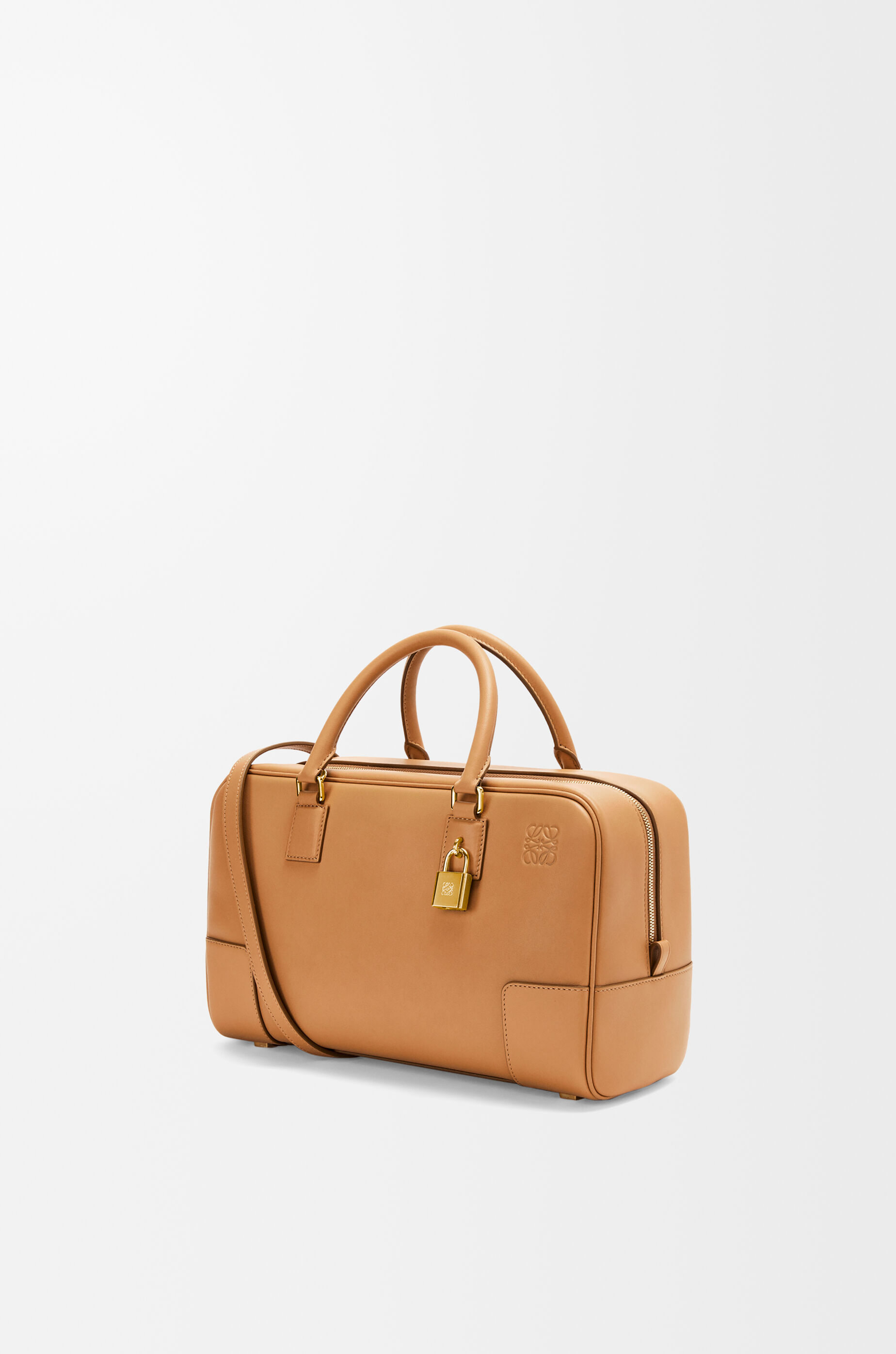 LOE AMAZONA 28 BAG IN BLACK CALFSKIN AND BEIGE MONOGRAM FABRIC