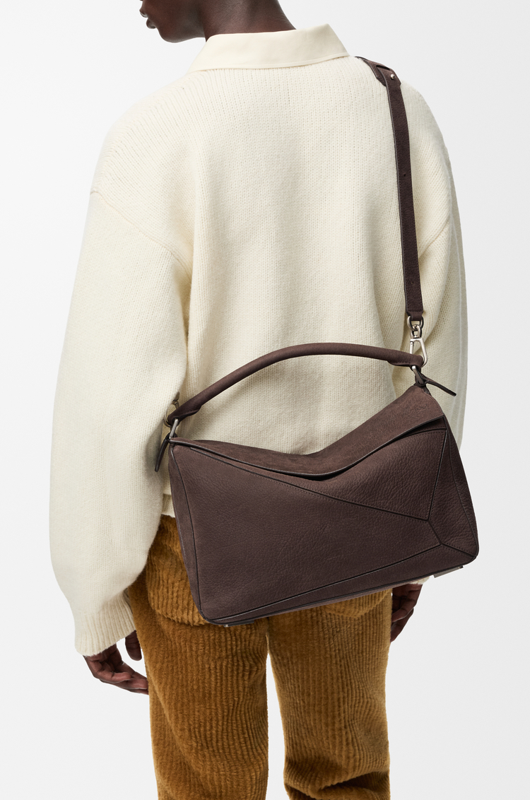 LOEWE パズルバッグ ラージ（グレインヌバック） ダークブラウニー