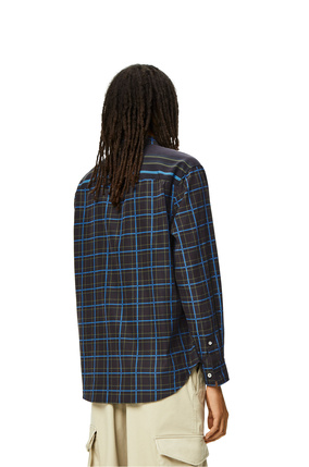 LOEWE Chest pocket check shirt in silk and cotton Dark Grey/Blue plp_rd