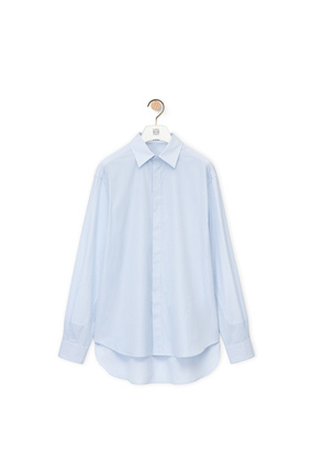 LOEWE 棉質錯視效果條紋襯衫 白色/藍色