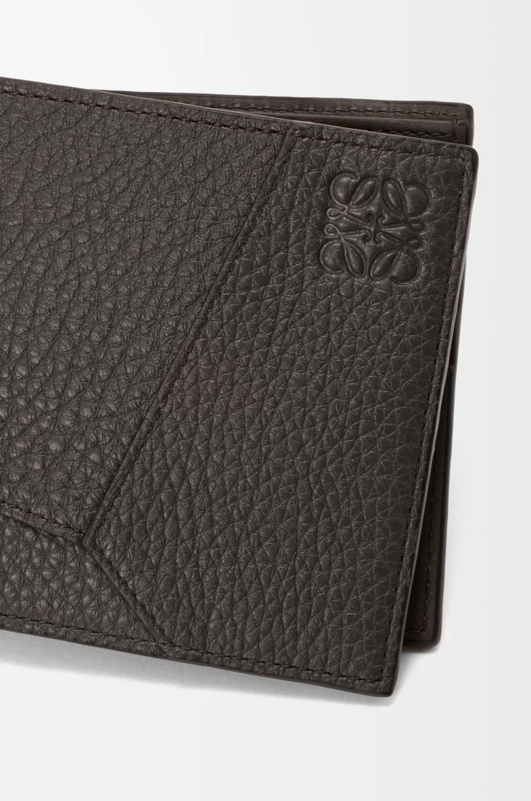 LOEWE 柔軟粒面小牛皮 Puzzle 雙摺錢包 深灰色