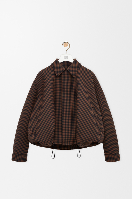 LOEWE Chaqueta con cordón de ajuste en lana Marrón/Negro