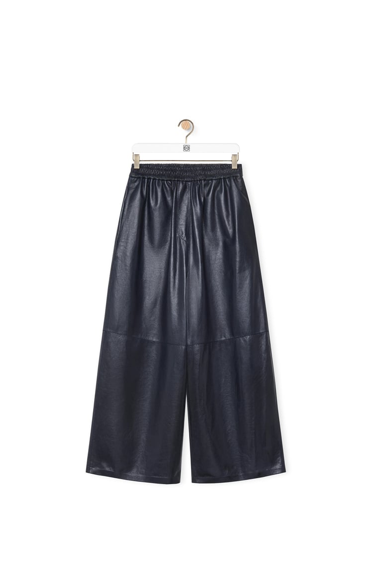 LOEWE Cropped trousers in nappa lambskin Navy Blue
