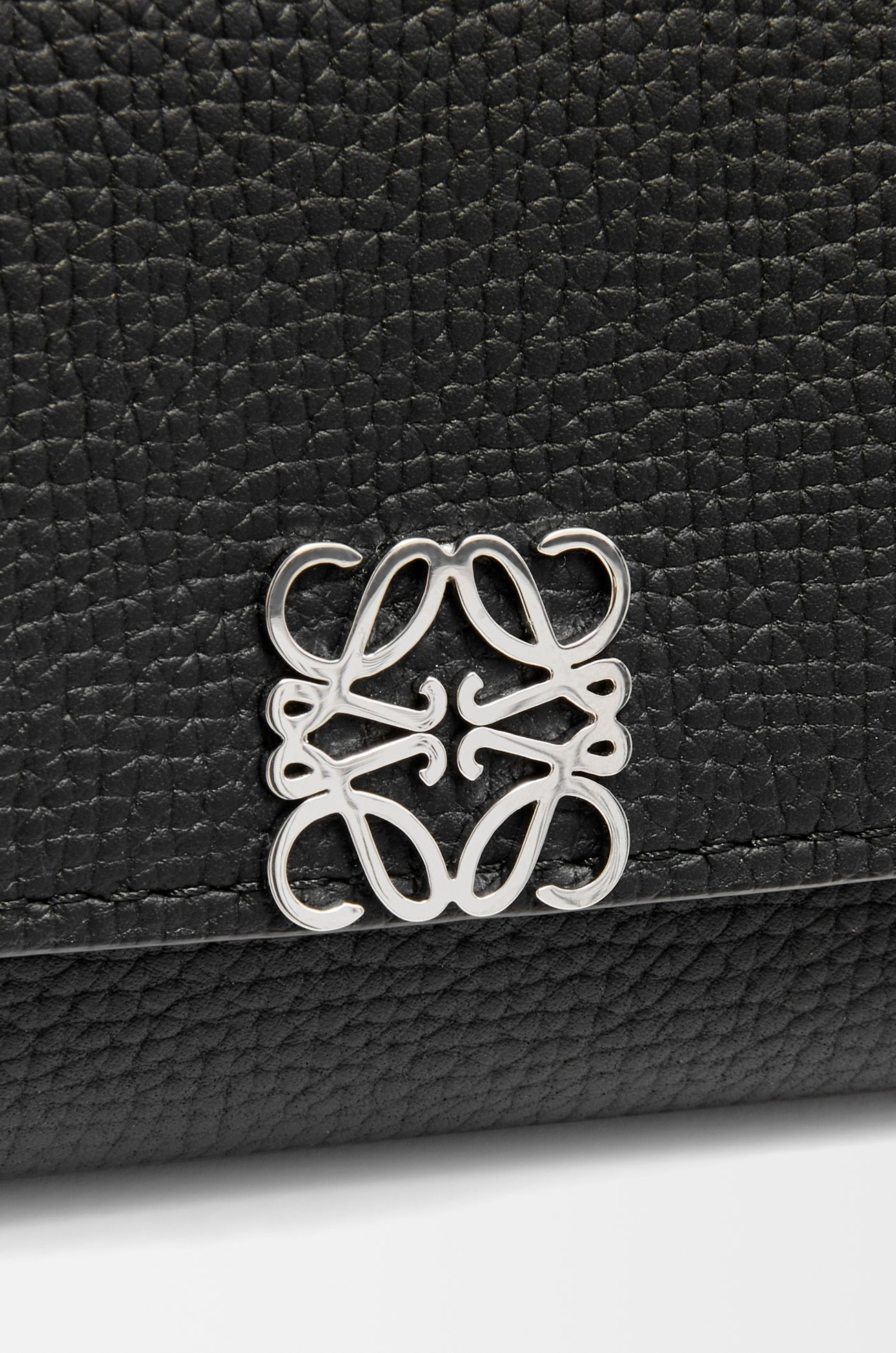 LOEWE Anagram small vertical wallet in pebble grained calfskin Black