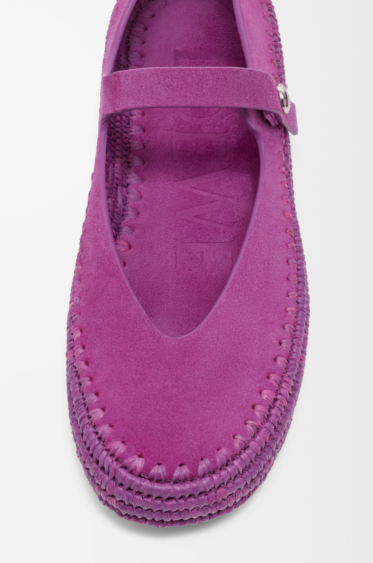 LOEWE リオ メリージェーン（スエード&ラフィア） オーキッド