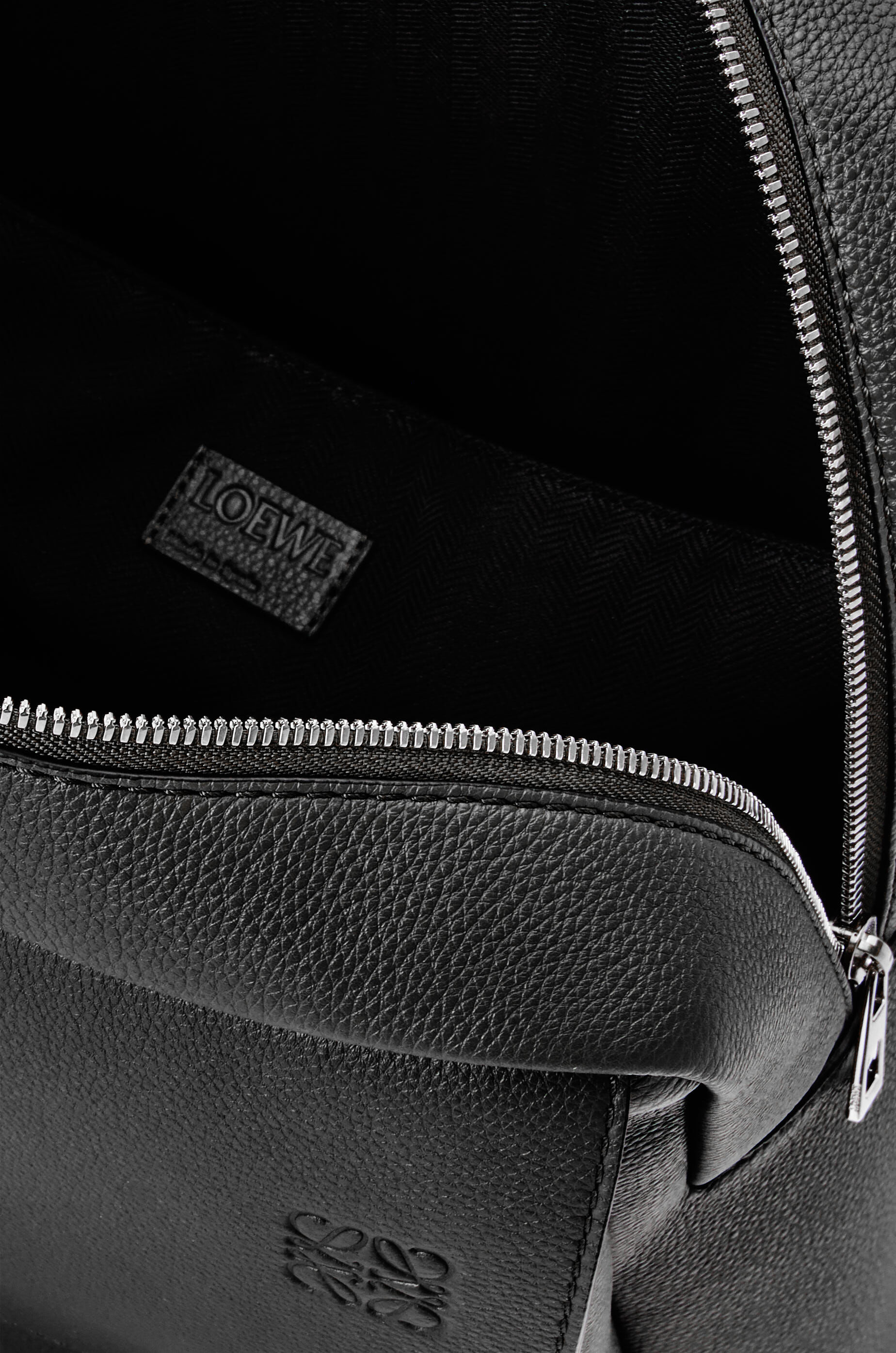 LOE 39 MILITARY BACKPACK IN BLACK SOFT GRAINED CALFSKIN