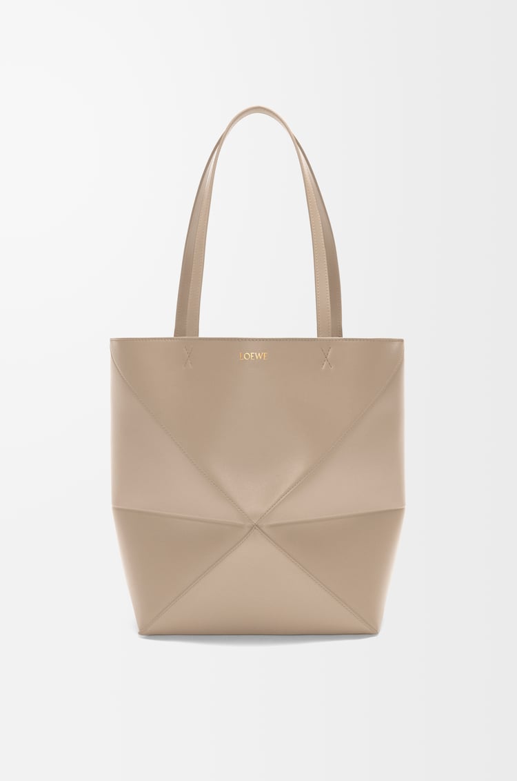 LOEWE Medium Puzzle Fold tote in shiny calfskin Sand
