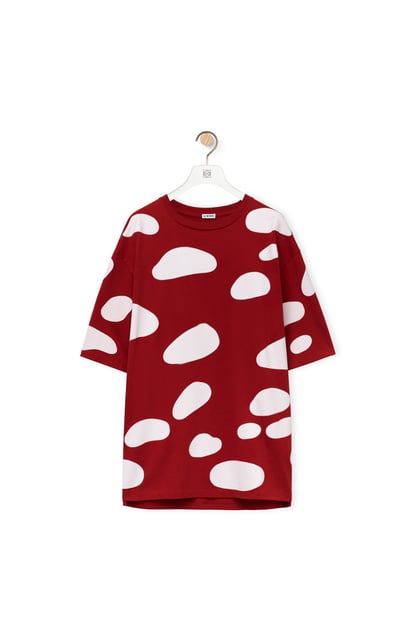 LOEWE Mushroom loose fit T-shirt in cotton Dark Raspberry/White