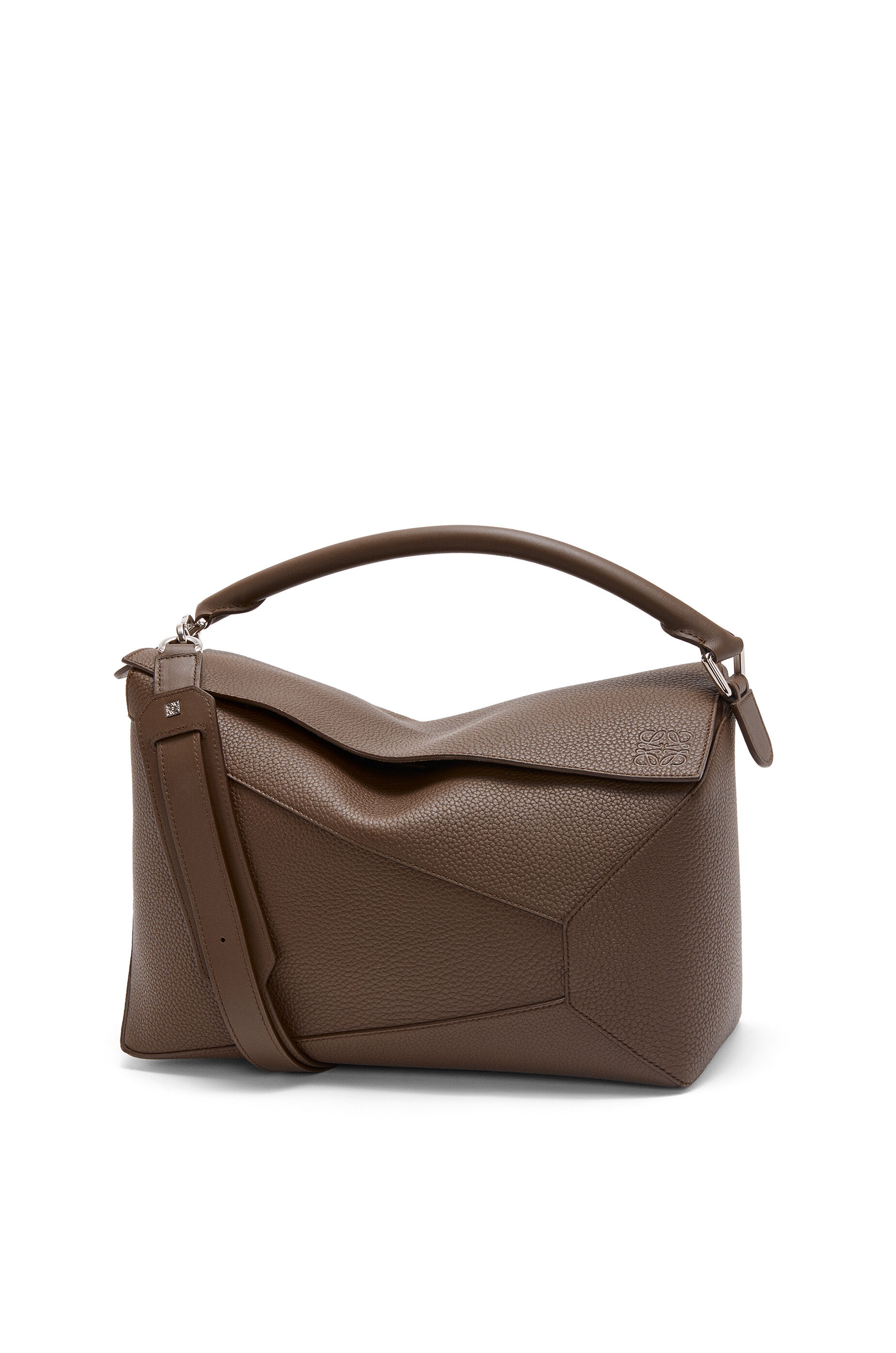 Loewe Men s Large Puzzle Bag in Grained Calfskin Brown Messenger