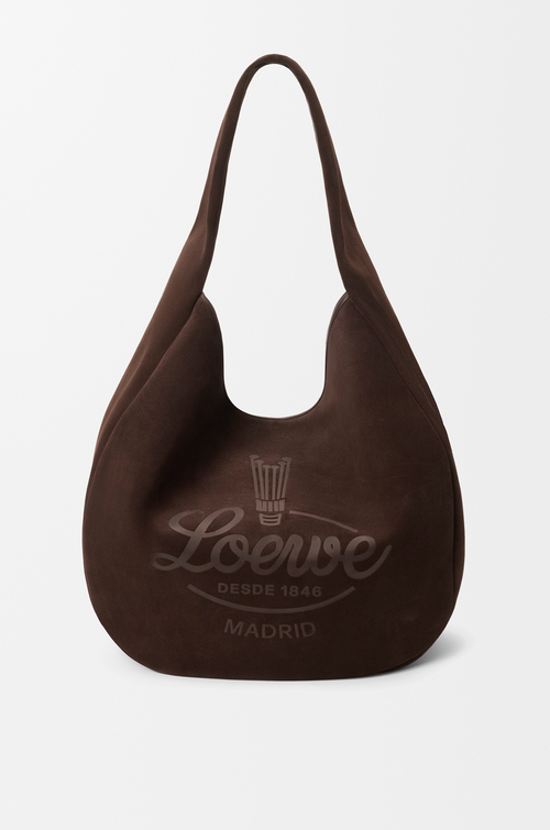 LOEWE Roomy hobo in suede calfskin Dark Brown
