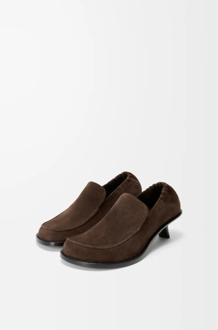 LOEWE Flex loafer in suede calfskin Dark Brown
