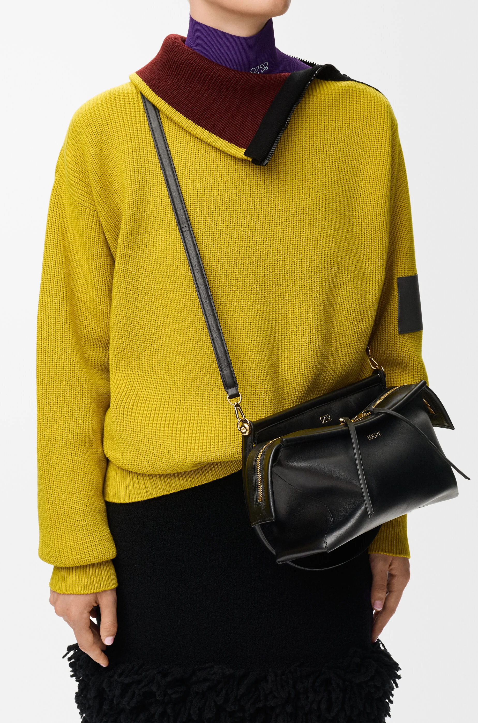 Small Whisker bag in glazed calfskin Black - LOEWE USA Official
