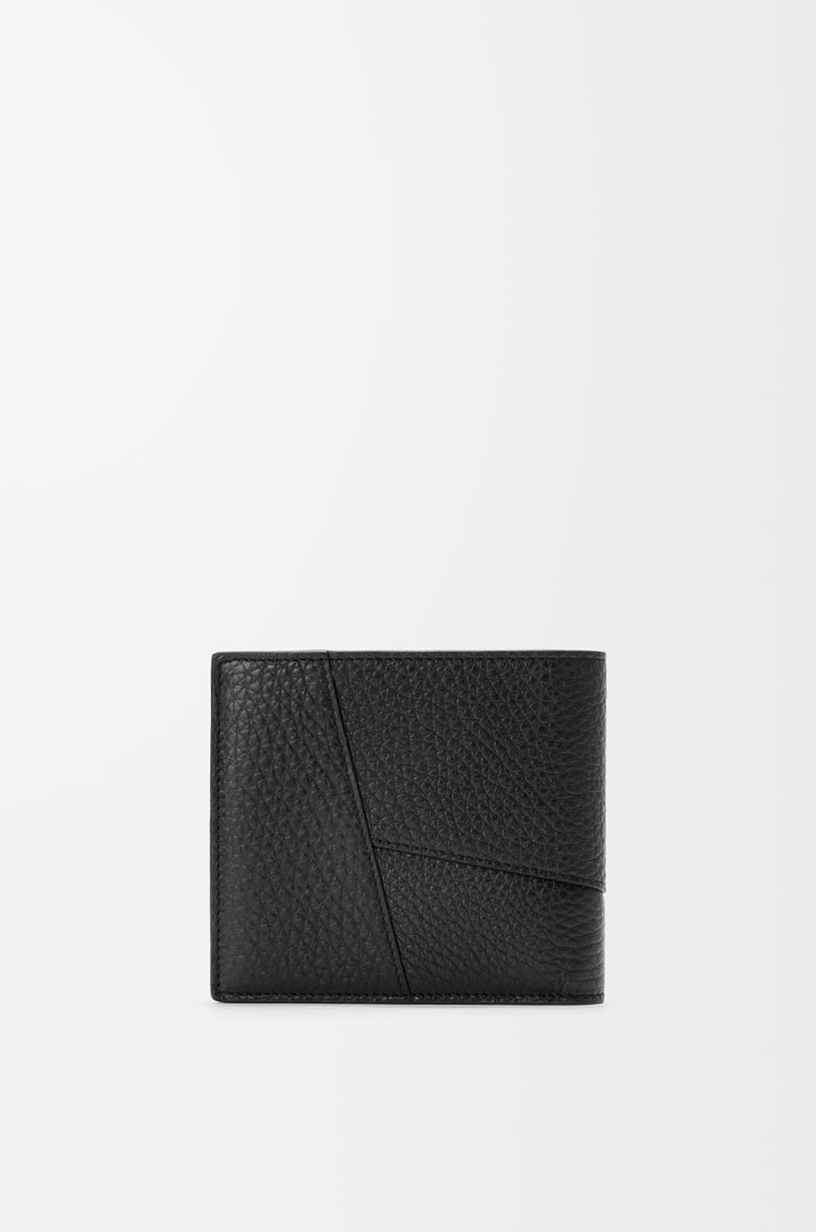 LOEWE 柔軟粒面小牛皮 Puzzle 雙摺硬幣錢包 黑色