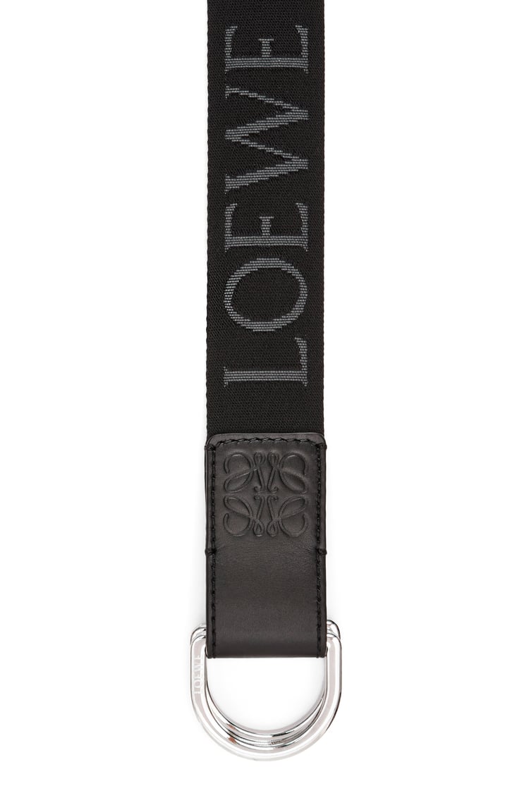 LOEWE D-ring webbing belt in nylon and calfskin Black/Palladium