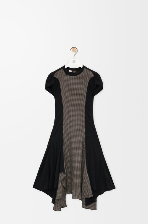 LOEWE Dress in linen and viscose blend Black/Multicolor