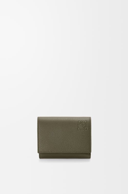 LOEWE Trifold wallet in soft grained calfskin Khaki Green