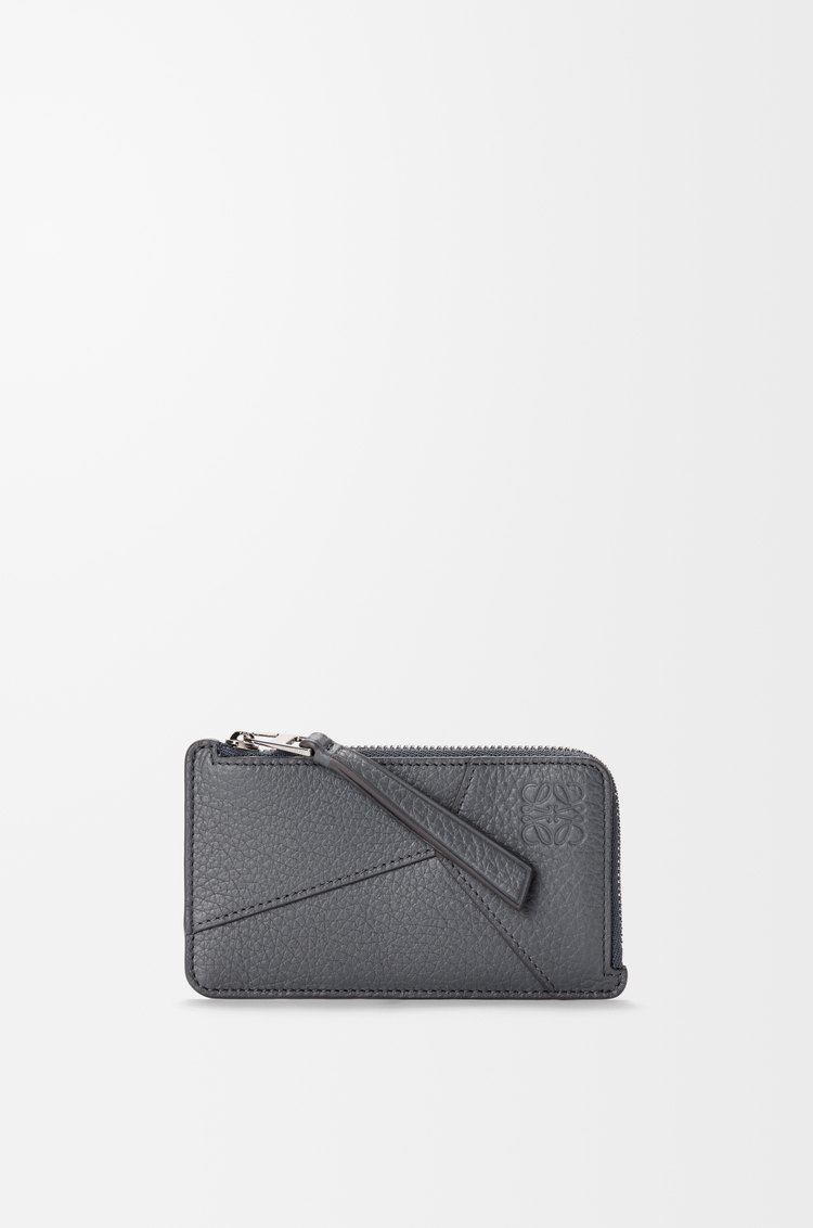 LOEWE Porte-cartes et monnaie Puzzle en cuir de veau grainé souple Bleu Gris