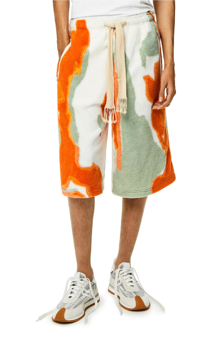 LOEWE Silicone melange fleece shorts in polyester Green/Orange